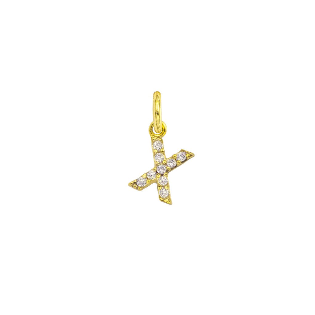 Charm Lettera in Oro e Zirconi – Modello 2 X Oro Giallo