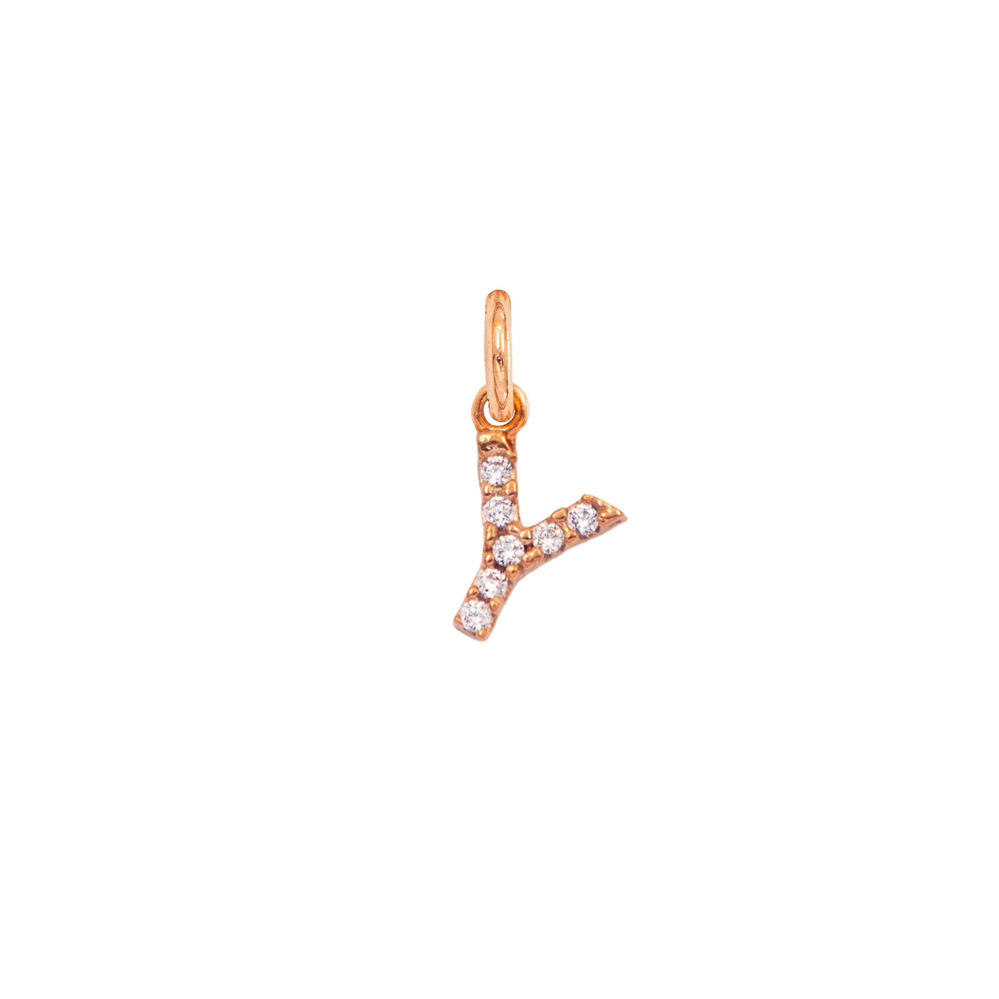 Charm Lettera Y in Oro e Zirconi
