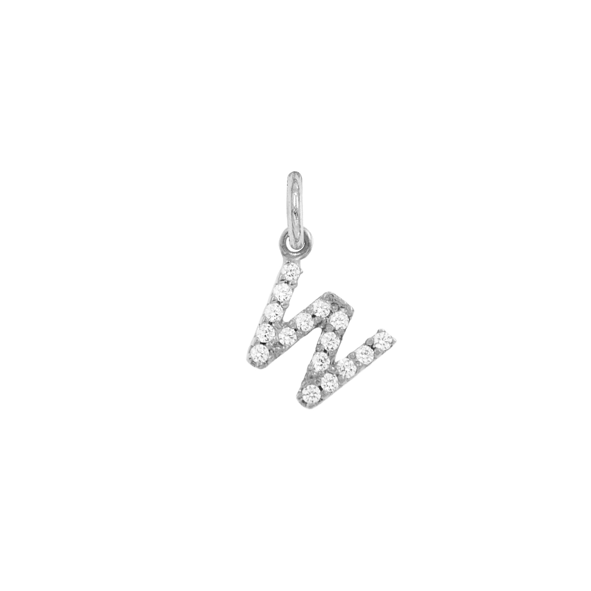 Charm Lettera W in Oro e Zirconi