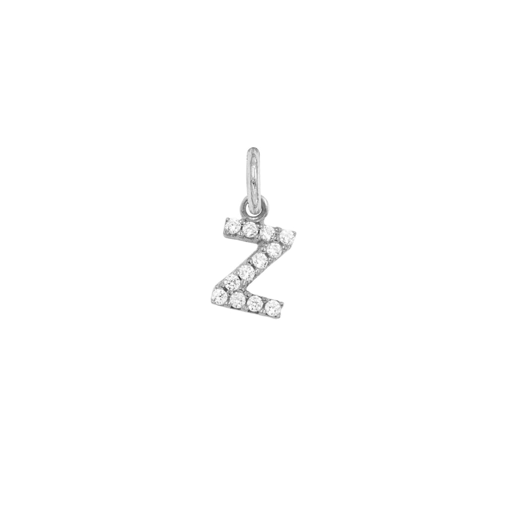 Charm Lettera in Oro e Zirconi – Modello 2 Z Oro Bianco