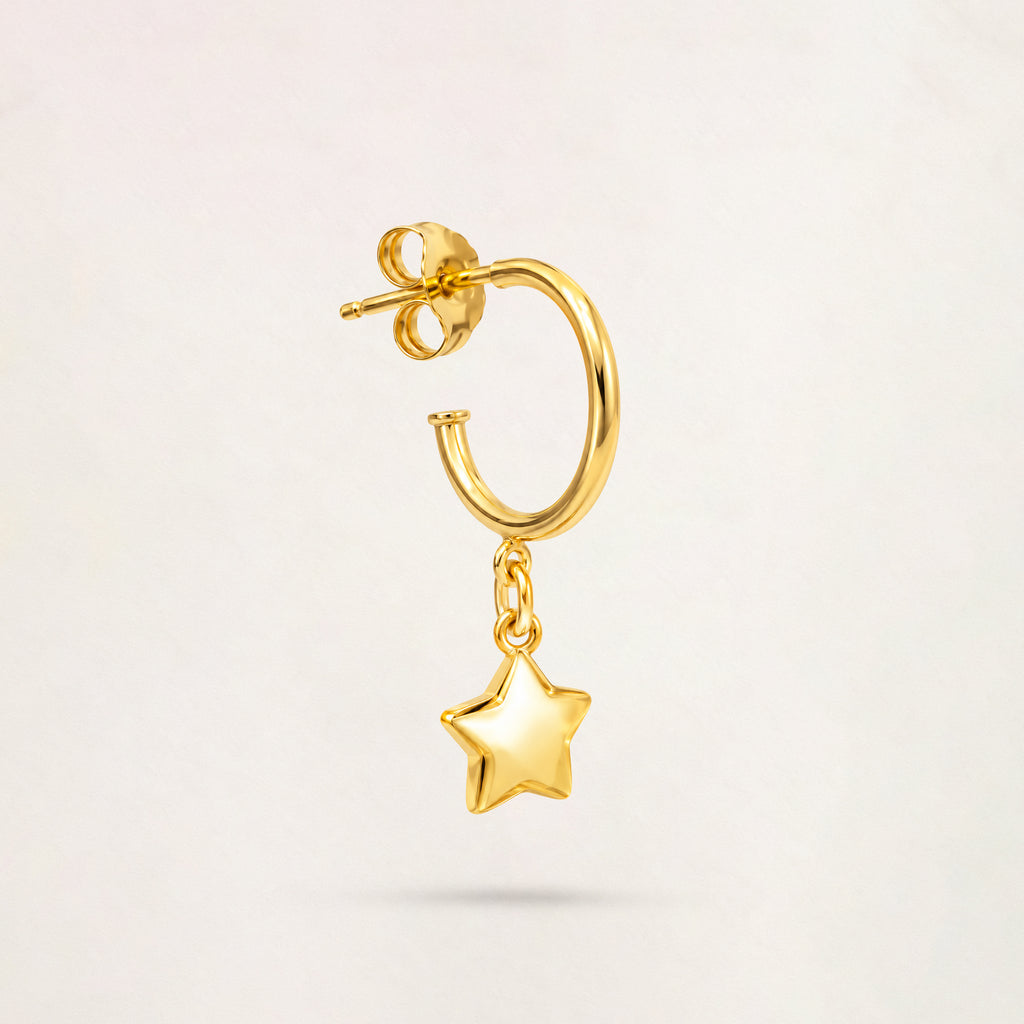 Orecchino Cerchio e Stella in Oro - Oro Giallo 18 kt | Facco Gioielli