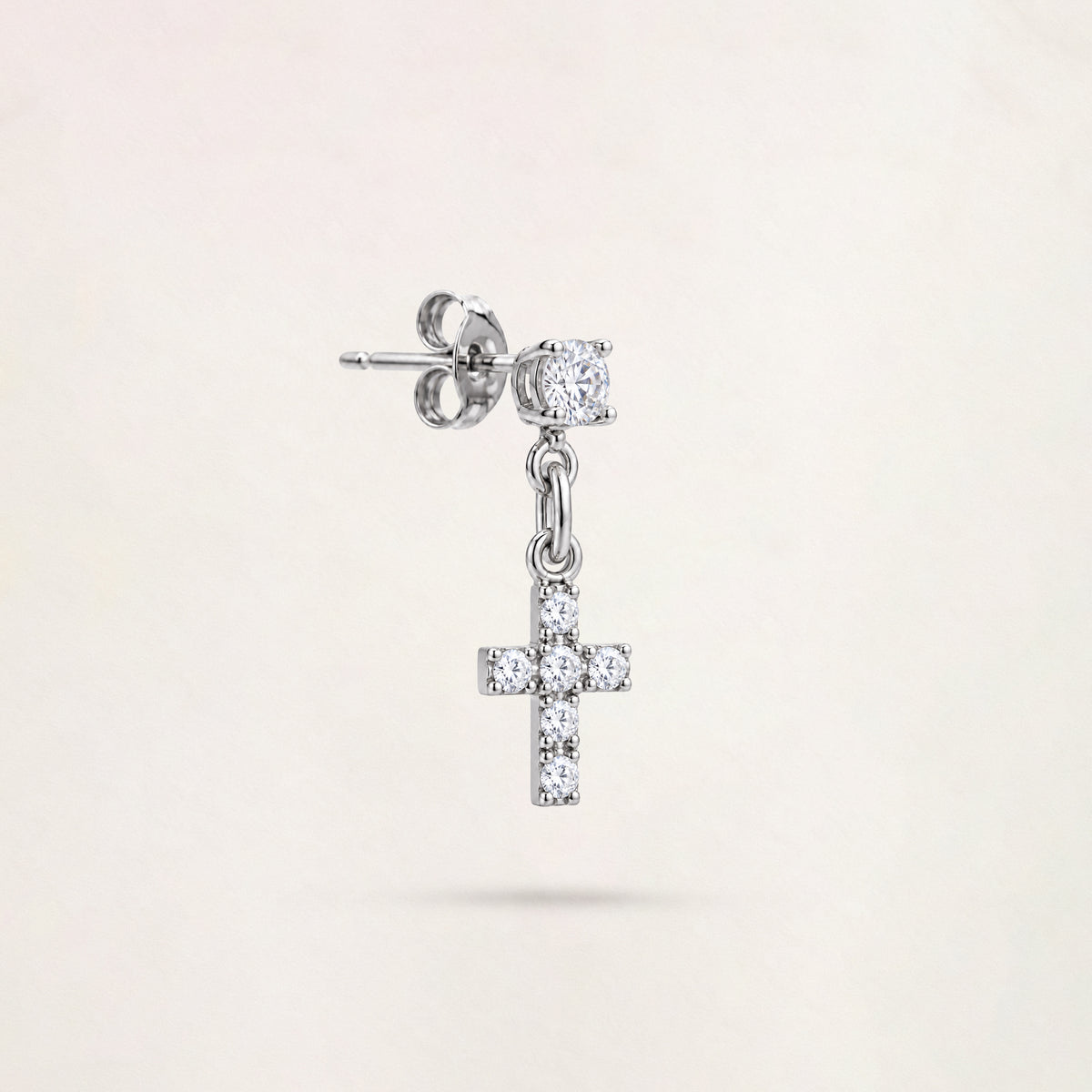 Orecchino Punto Luce e Croce in Oro - Oro Bianco 9 kt | Facco Gioielli