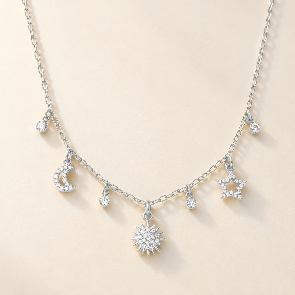 Moon, Sun and Star Gold Necklace