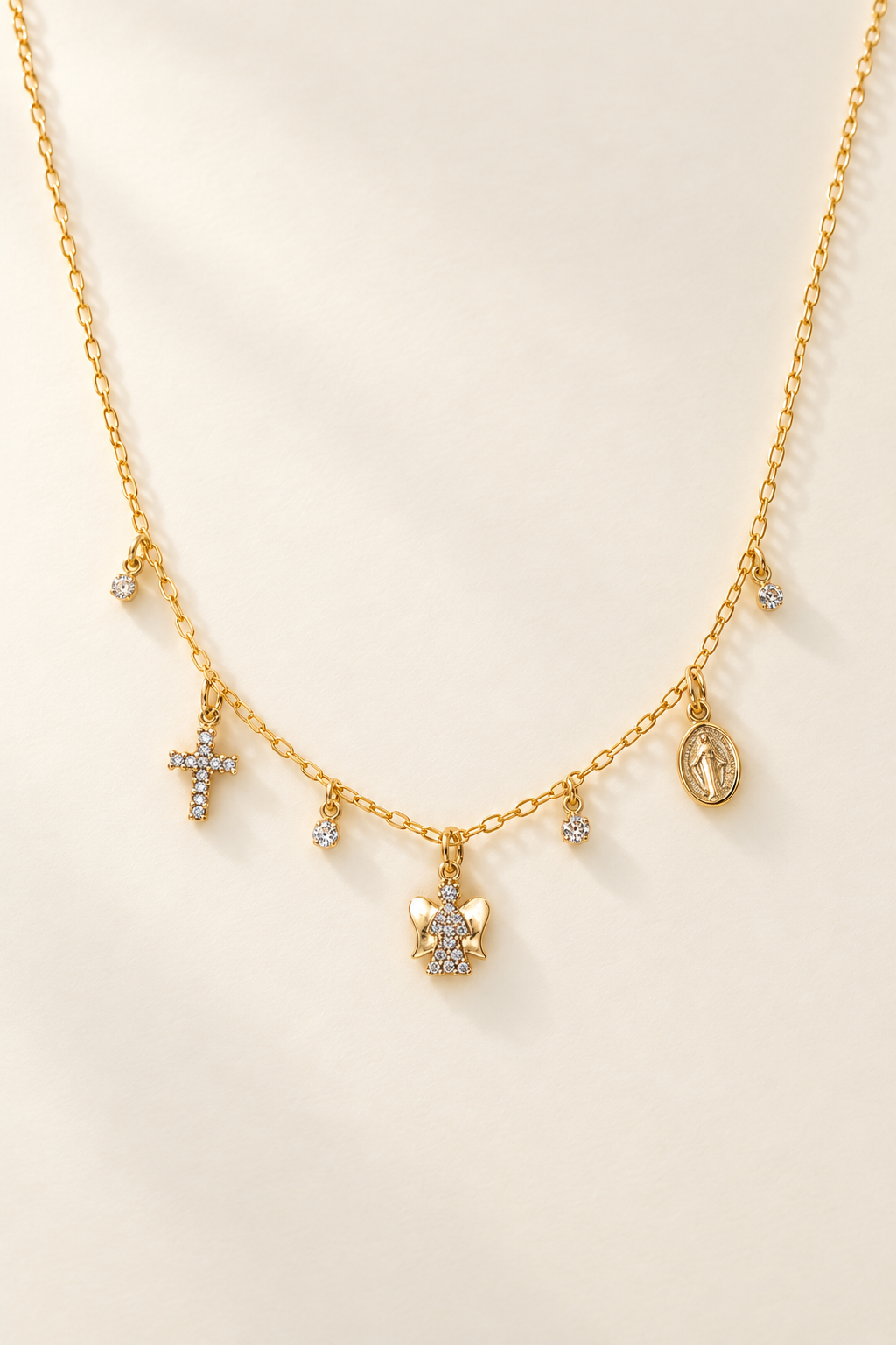 Collana Croce, Credo e Vergine Maria in Oro - Oro Giallo 9 kt | Facco Gioielli
