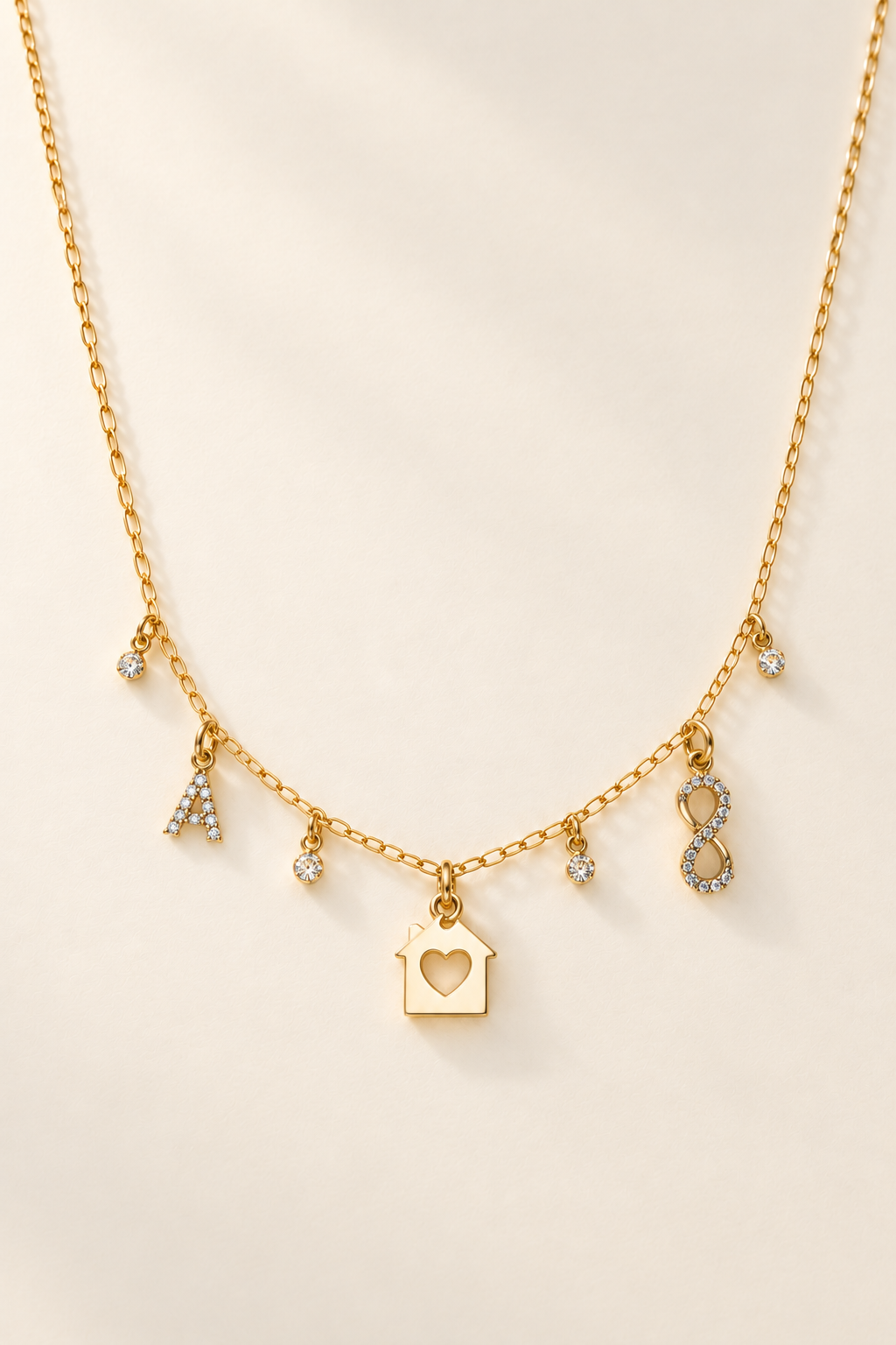 Collana Lettera A, Casa e Infinito in Oro - Oro Giallo 9 kt | Facco Gioielli