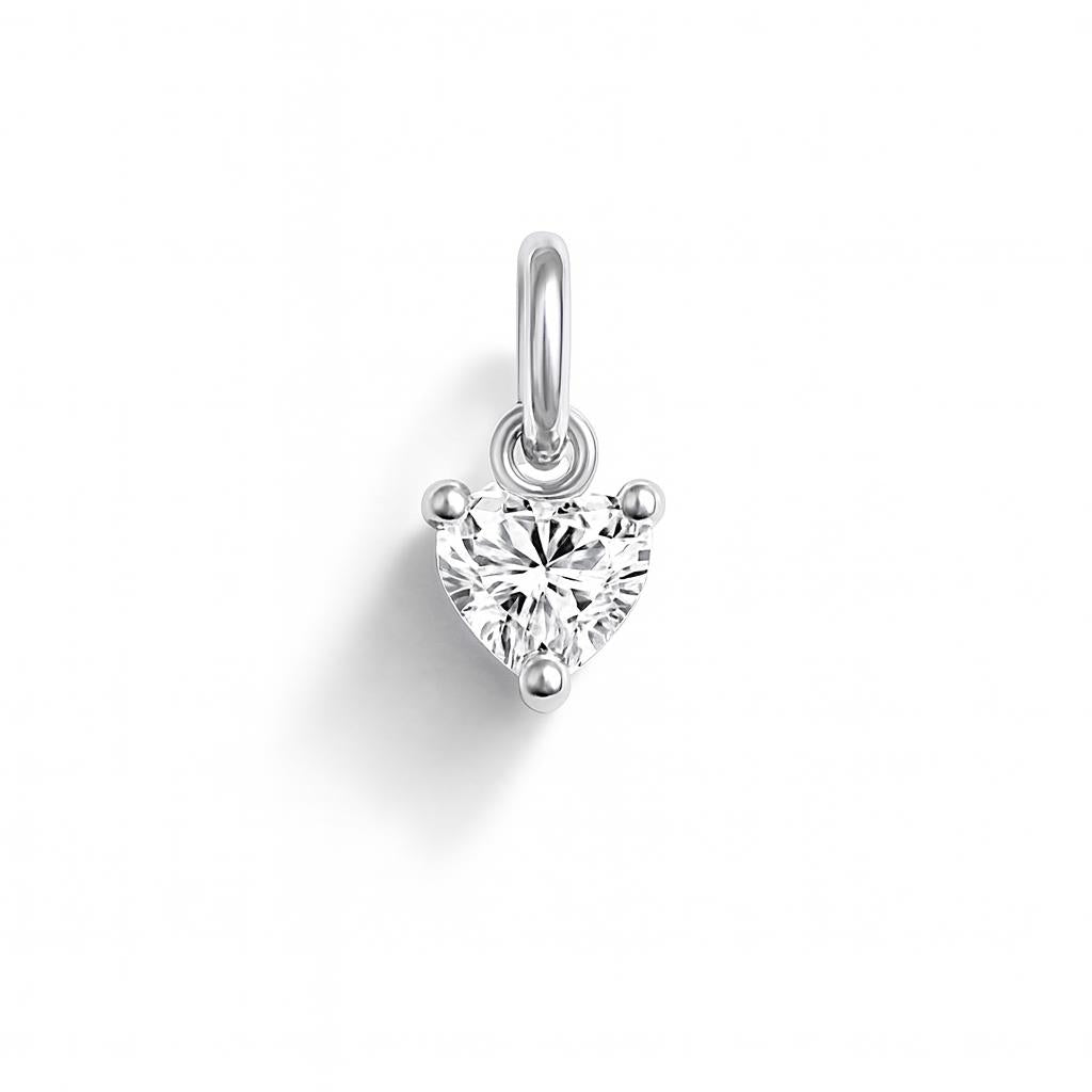 Charm Corazón de Oro Blanco con Circonitas