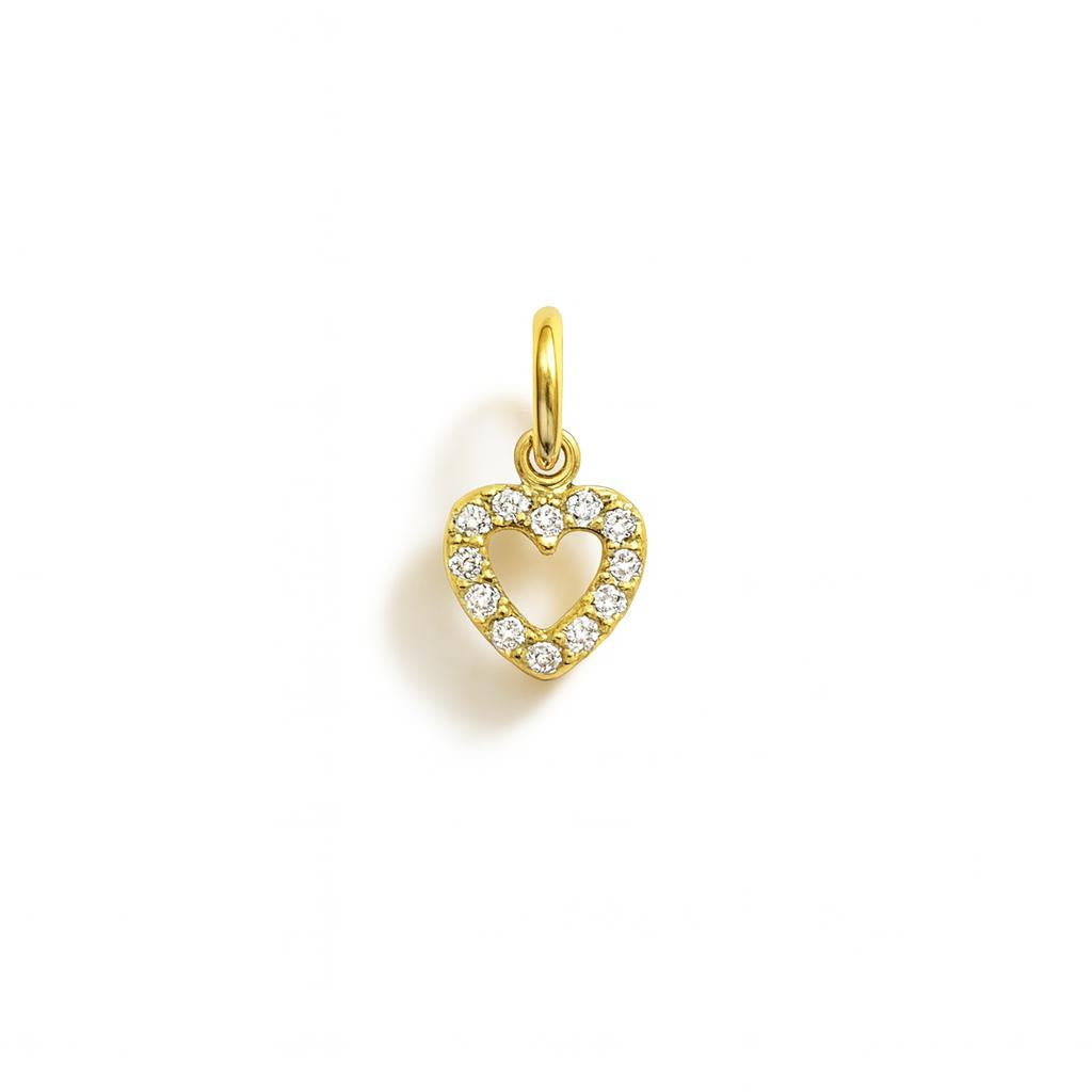 Charm Cuore in Oro Giallo e Zirconi