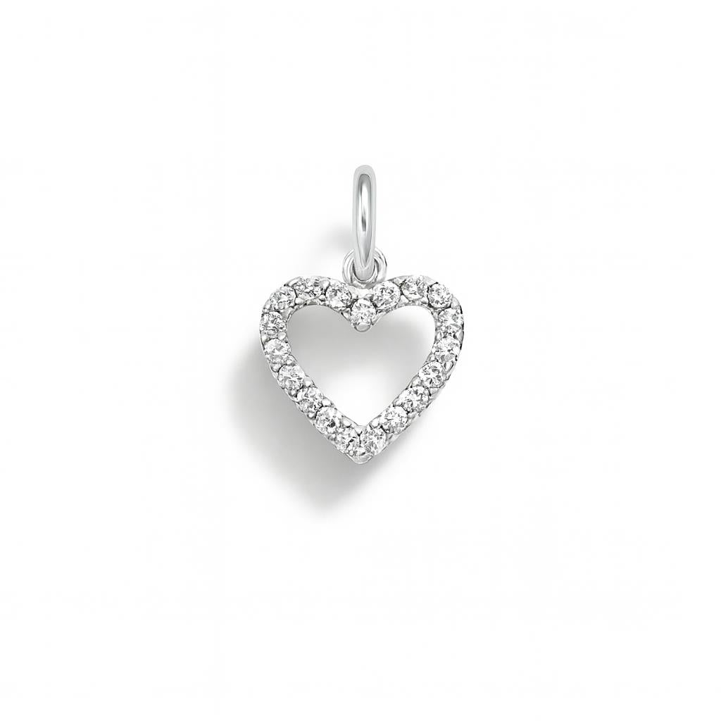 Charm Corazón de Oro Blanco con Circonitas