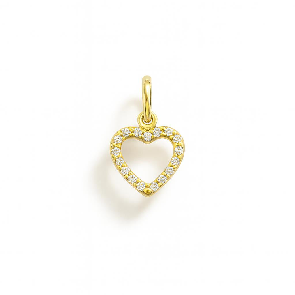 Charm Cuore in Oro Giallo e Zirconi