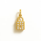 Charm Candado de Oro Amarillo con Circonitas