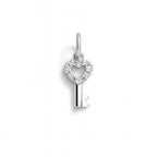 Charm Chiave in Oro Bianco e Zirconi