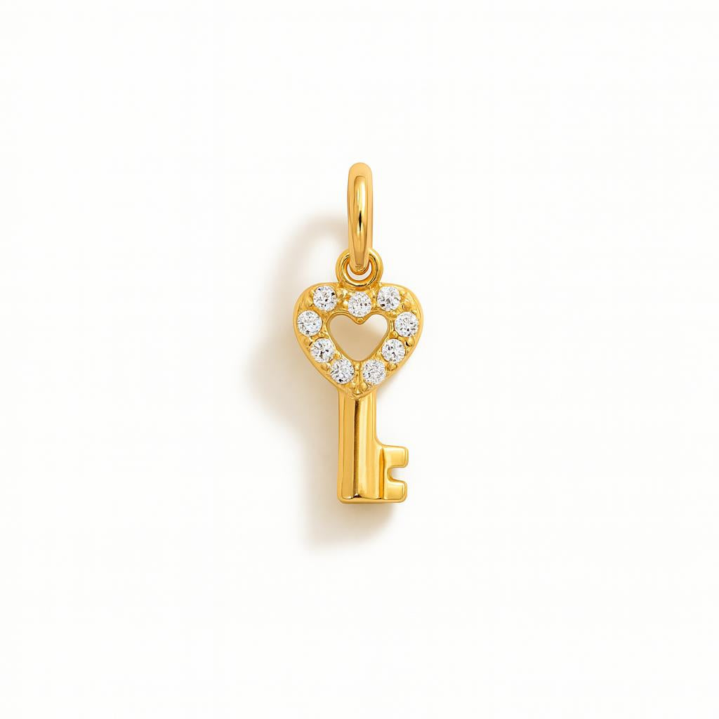 Charm Llave de Oro Amarillo con Circonitas