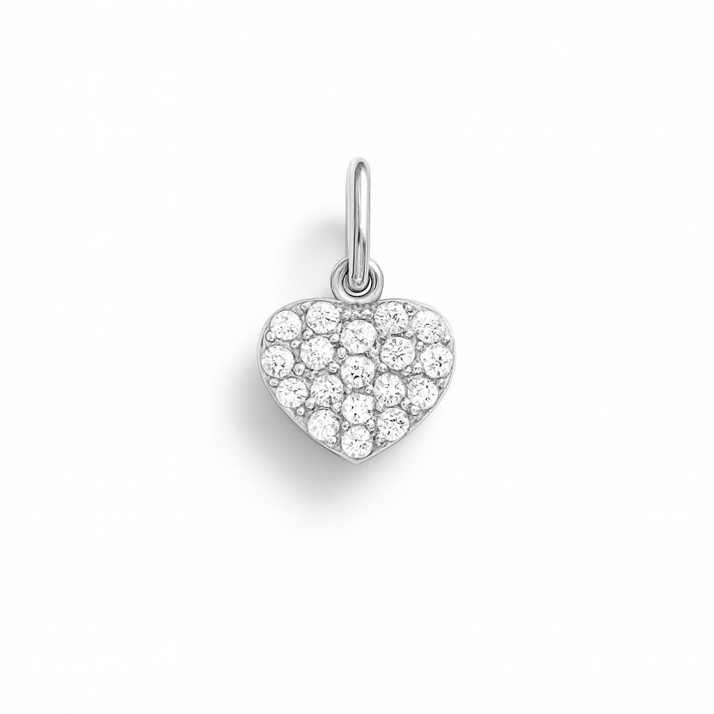 Charm Corazón de Oro Blanco con Circonitas