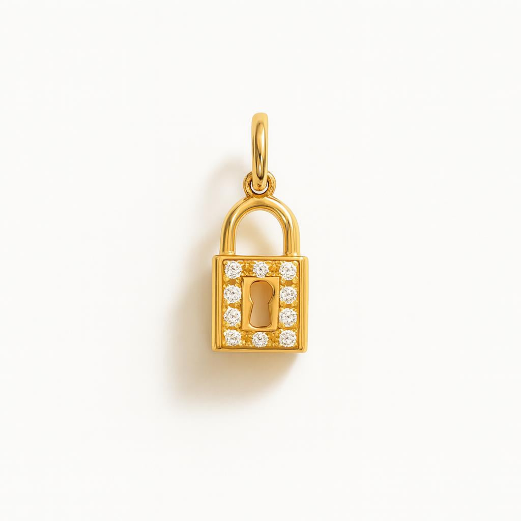 Charm Cuore Lucchetto in Oro Giallo