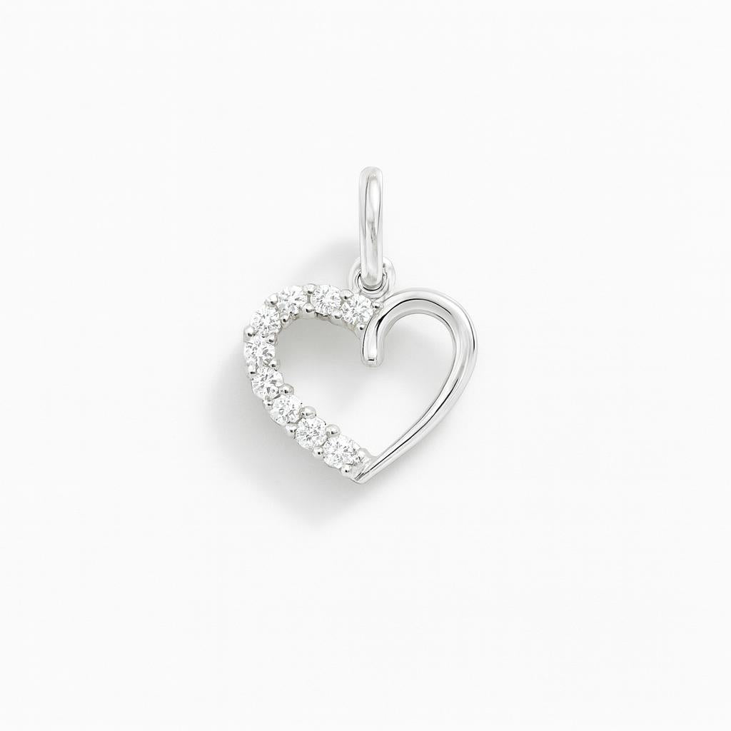 Charm Cuore in Oro Bianco e Zirconi