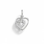 Charm Cuore in Oro Bianco e Zirconi