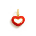 Yellow Gold Heart Charm with Red Enamel