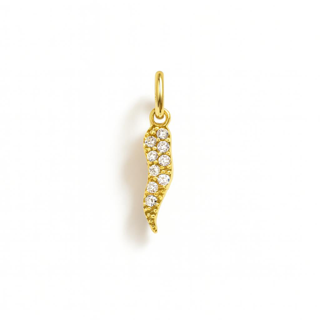 Charm Cornetto in Oro Giallo e Zirconi