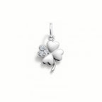 Charm Quadrifoglio in Oro Bianco e Zirconi
