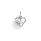 Charm Cuore in Oro Bianco e Perla