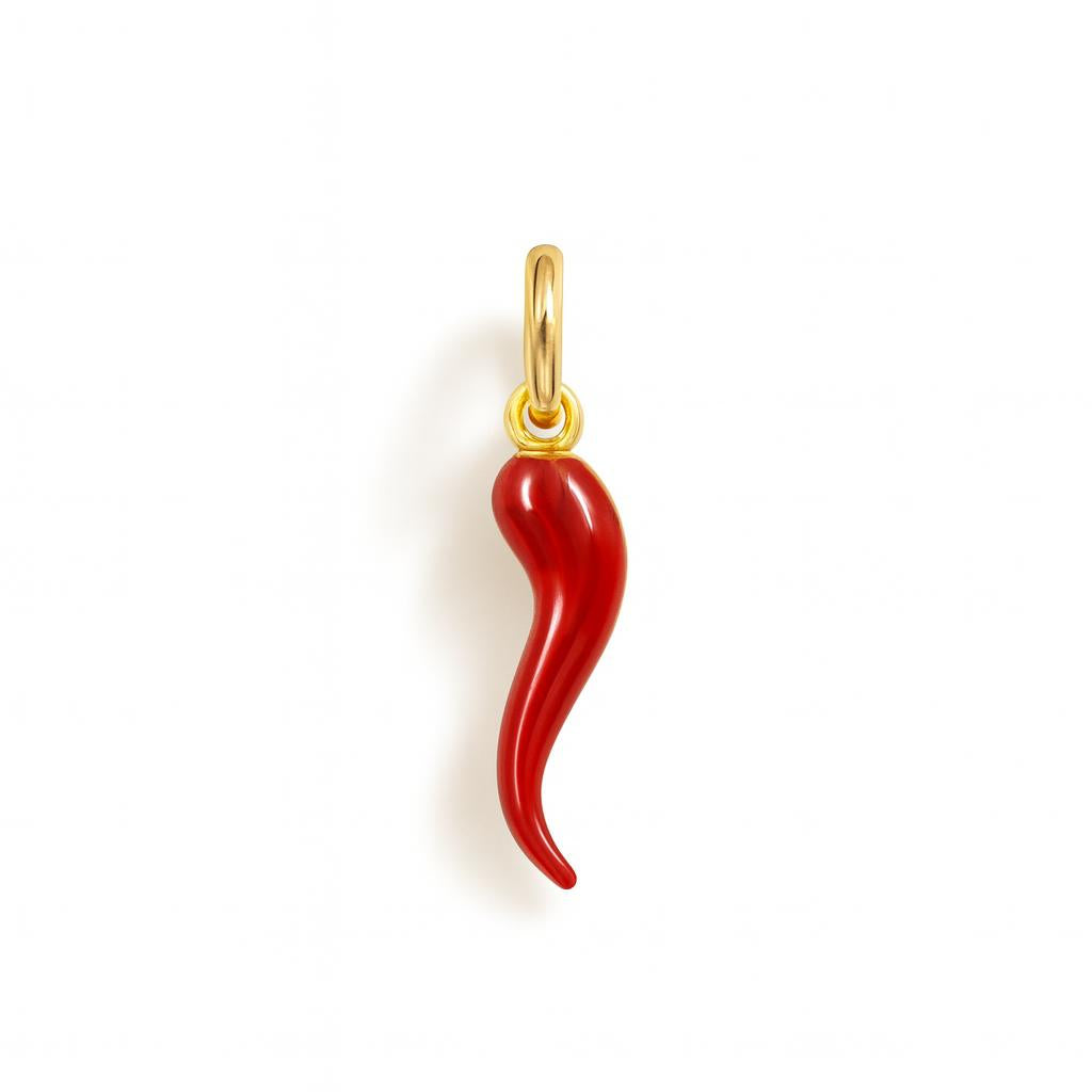 Charm Cornetto in Oro Giallo e Smalto Rosso