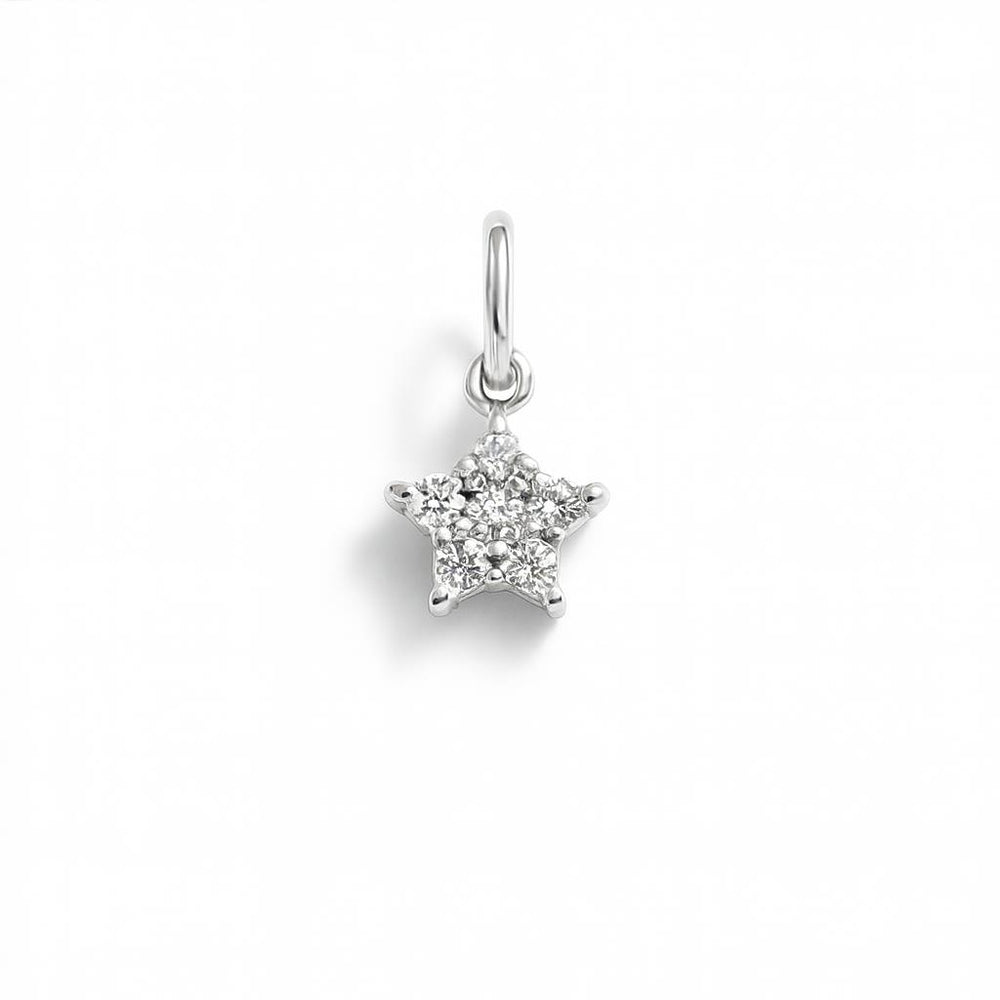 Charm Estrella de Oro Blanco y Circonitas