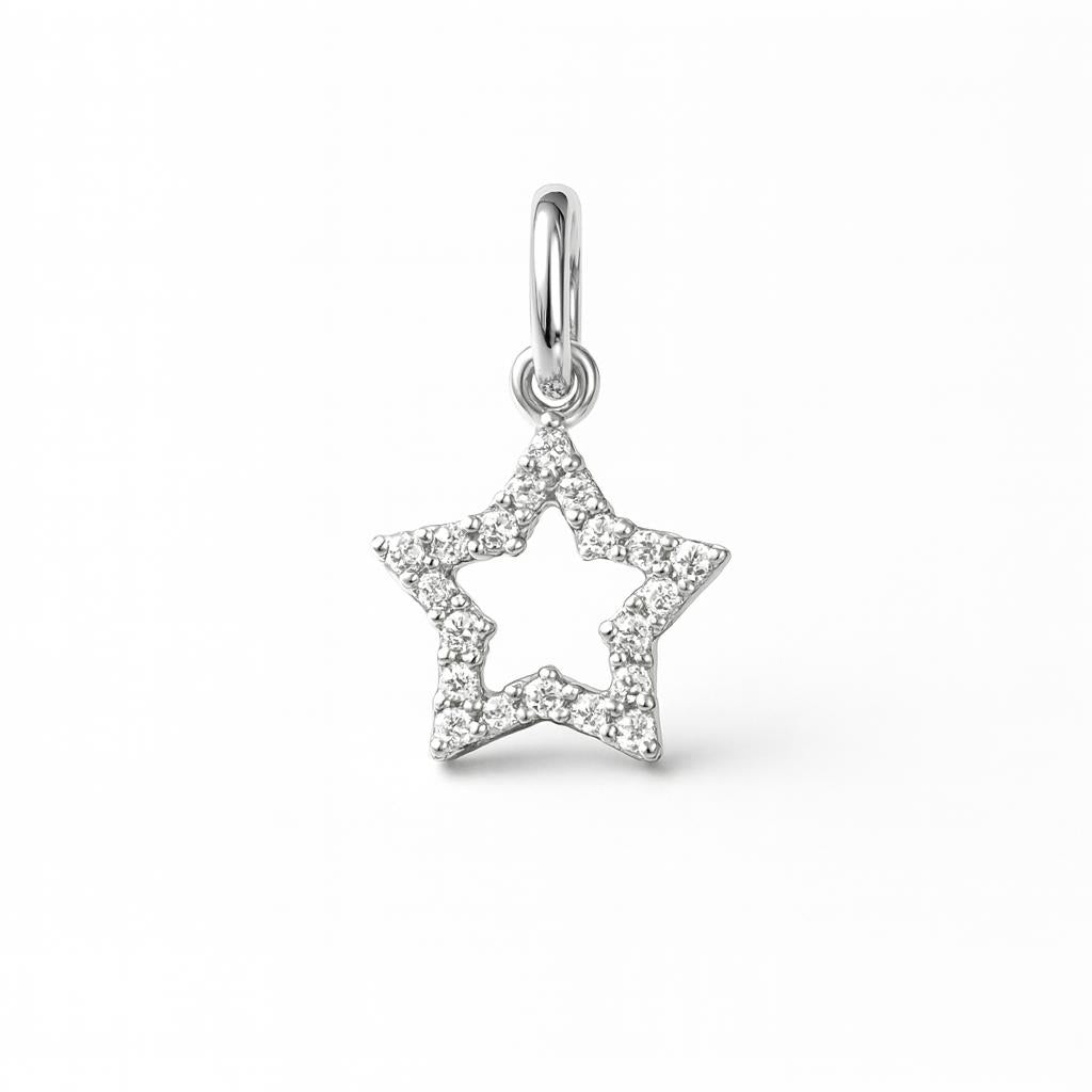 Charm Stella in Oro Bianco e Zirconi