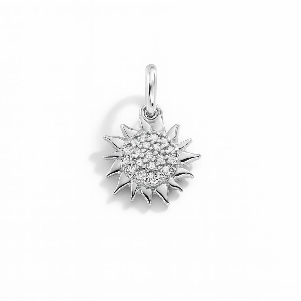 Charm Sole in Oro Bianco e Zirconi