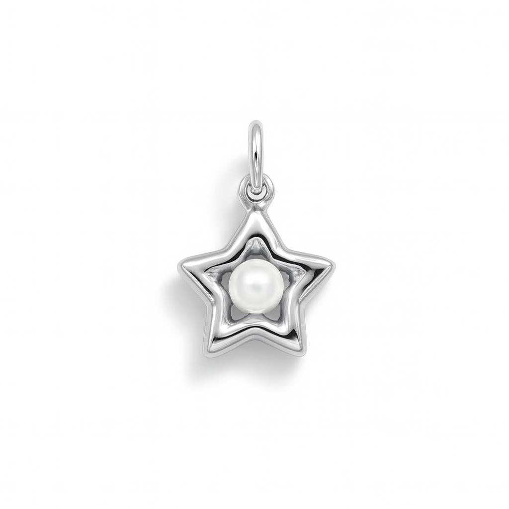 Charm Stella in Oro Bianco e Perla