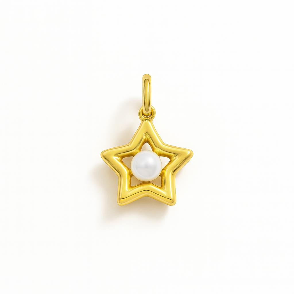 Charm Stella in Oro Giallo e Perla