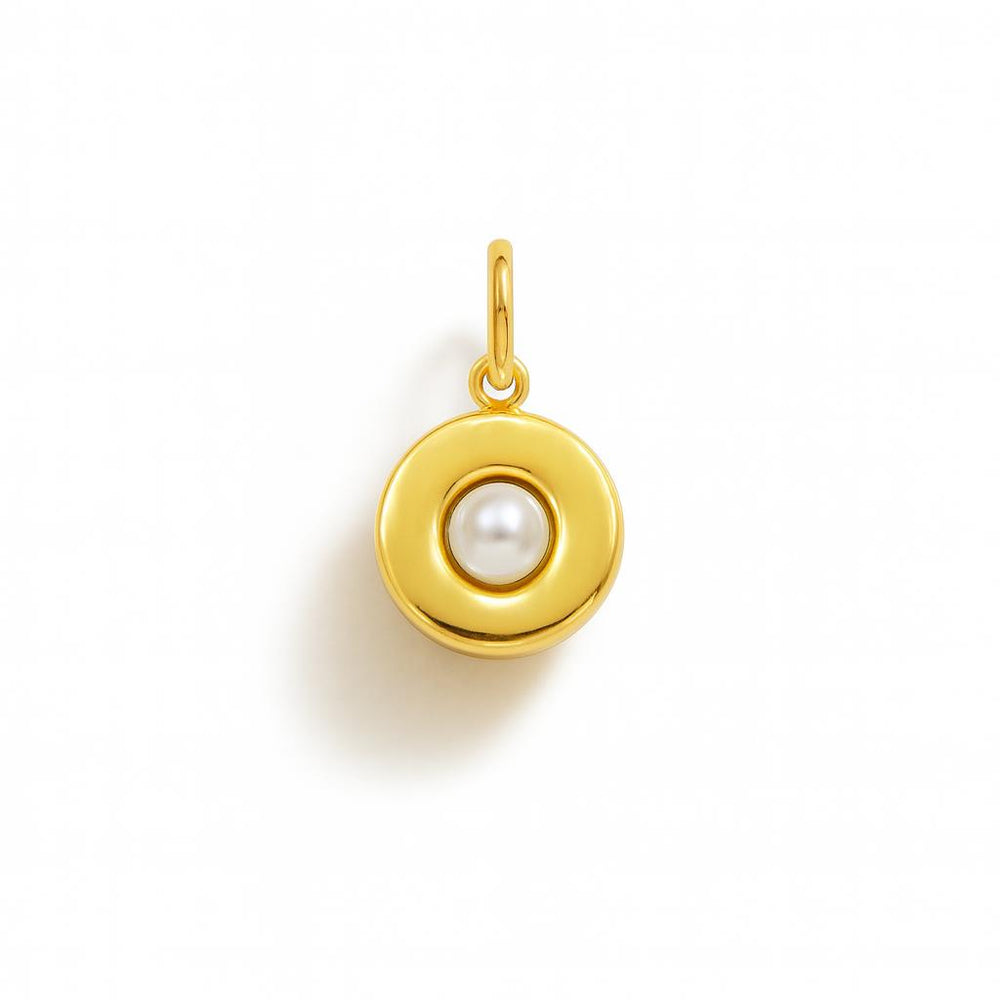 Charm Círculo de Oro Amarillo y Perla