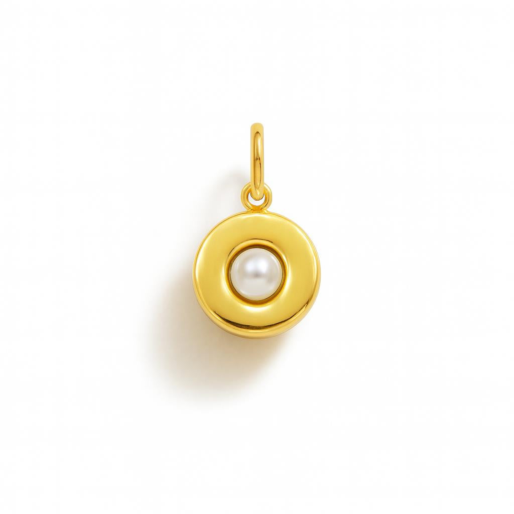 Charm Cerchio in Oro Giallo e Perla