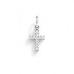 Charm Croce in Oro Bianco e Zirconi
