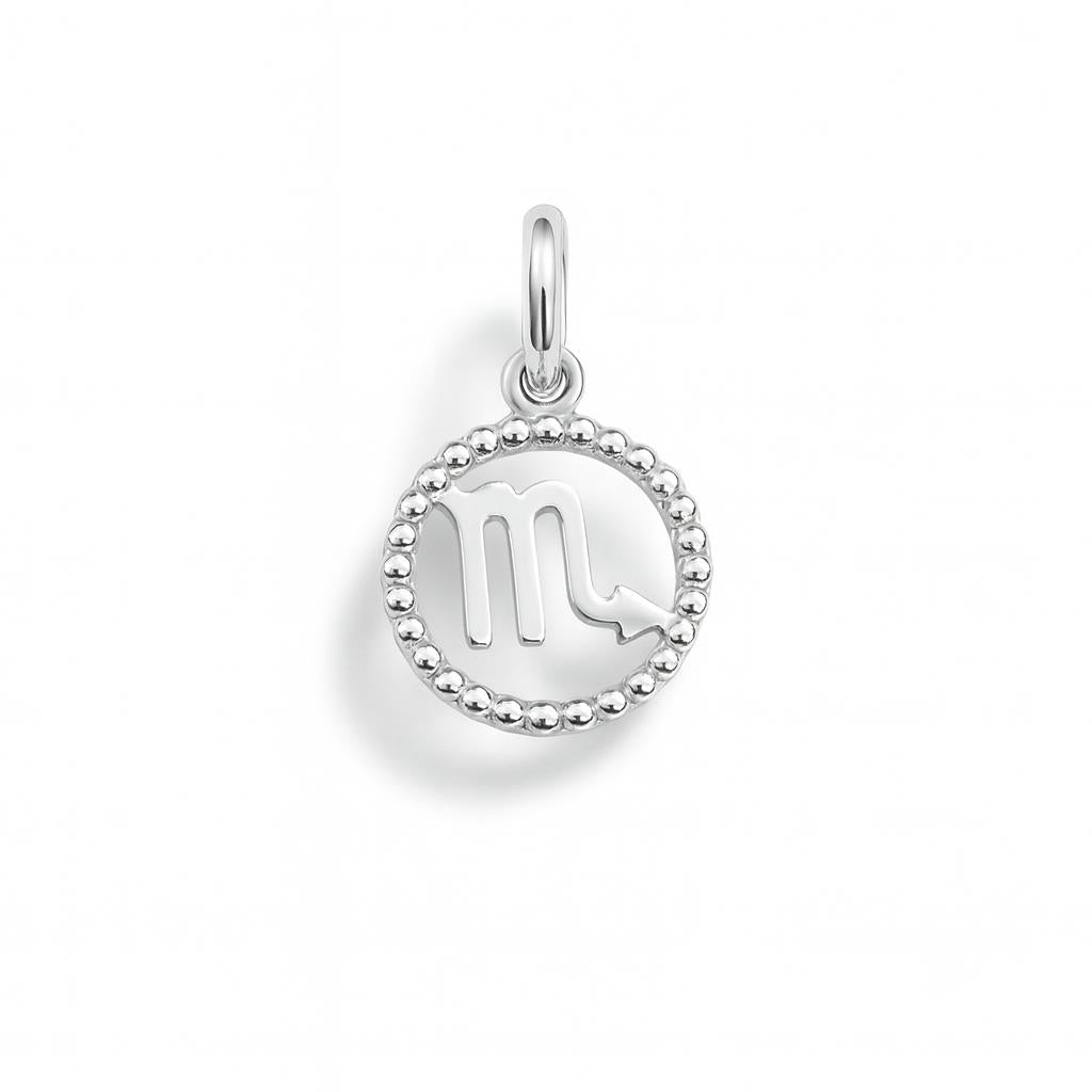 Scorpio Zodiac Sign Charm in White Gold