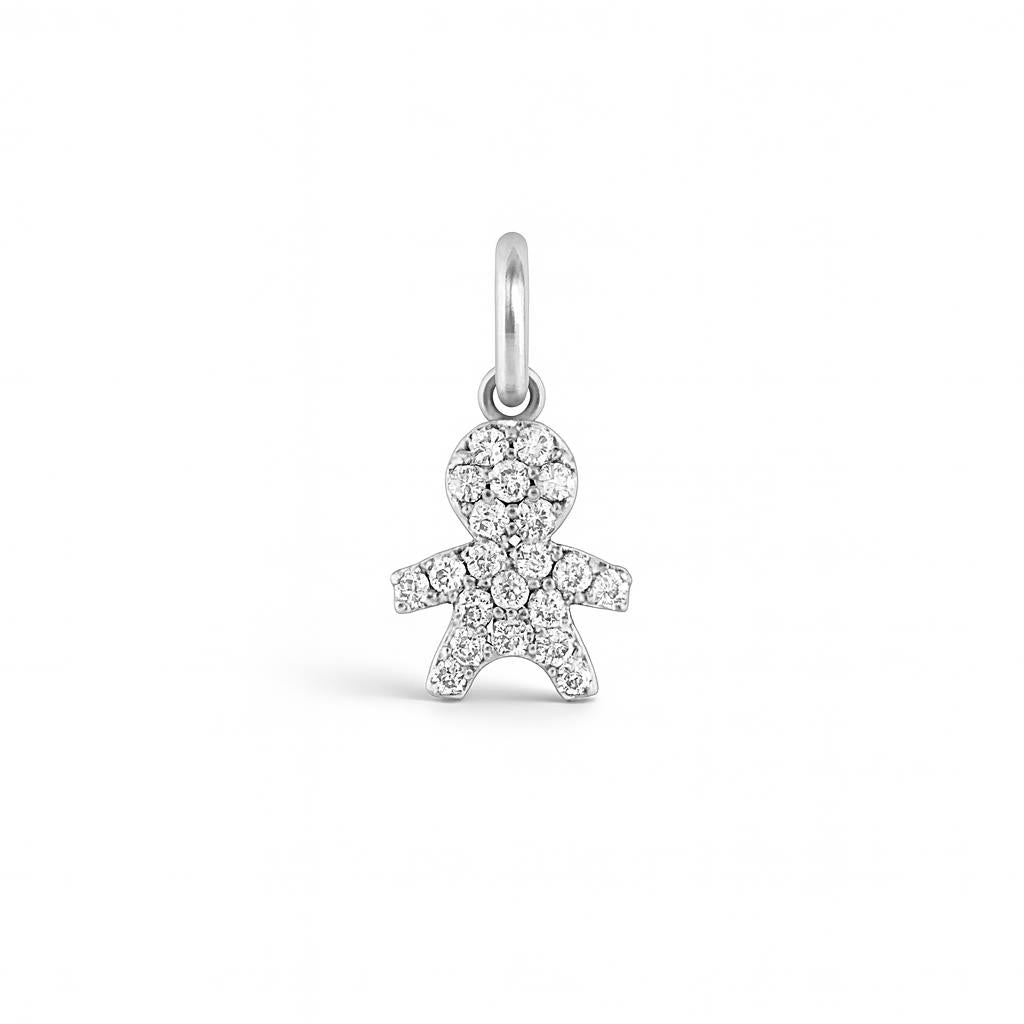 Charm Bambino in Oro Bianco e Zirconi