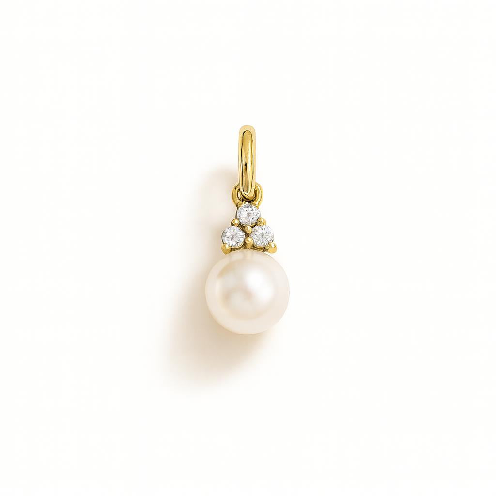 Charm Perla in Oro Giallo e Zirconi