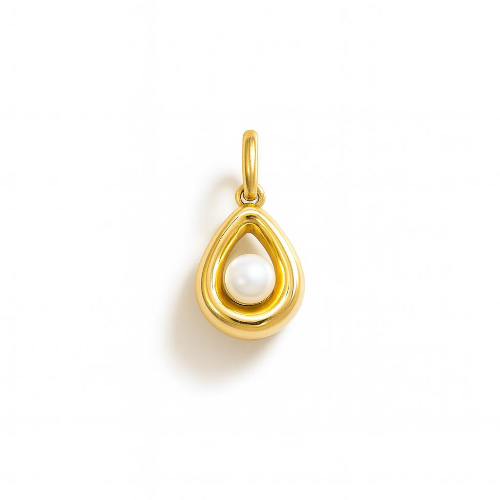 Charm Goccia in Oro Giallo e Perla
