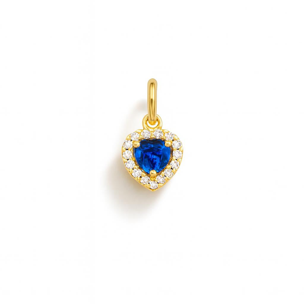Charm Zaffiro in Oro Giallo e Zirconi