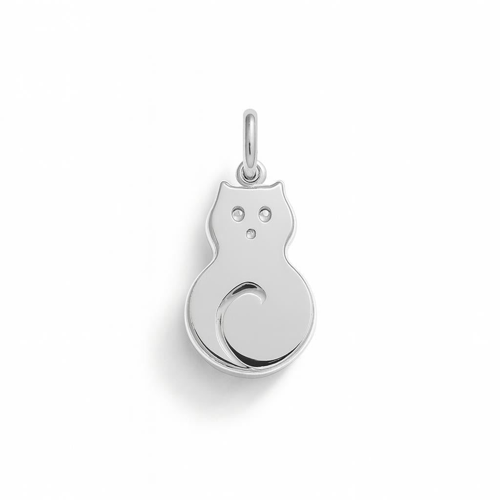 Charm Gatto in Oro Bianco