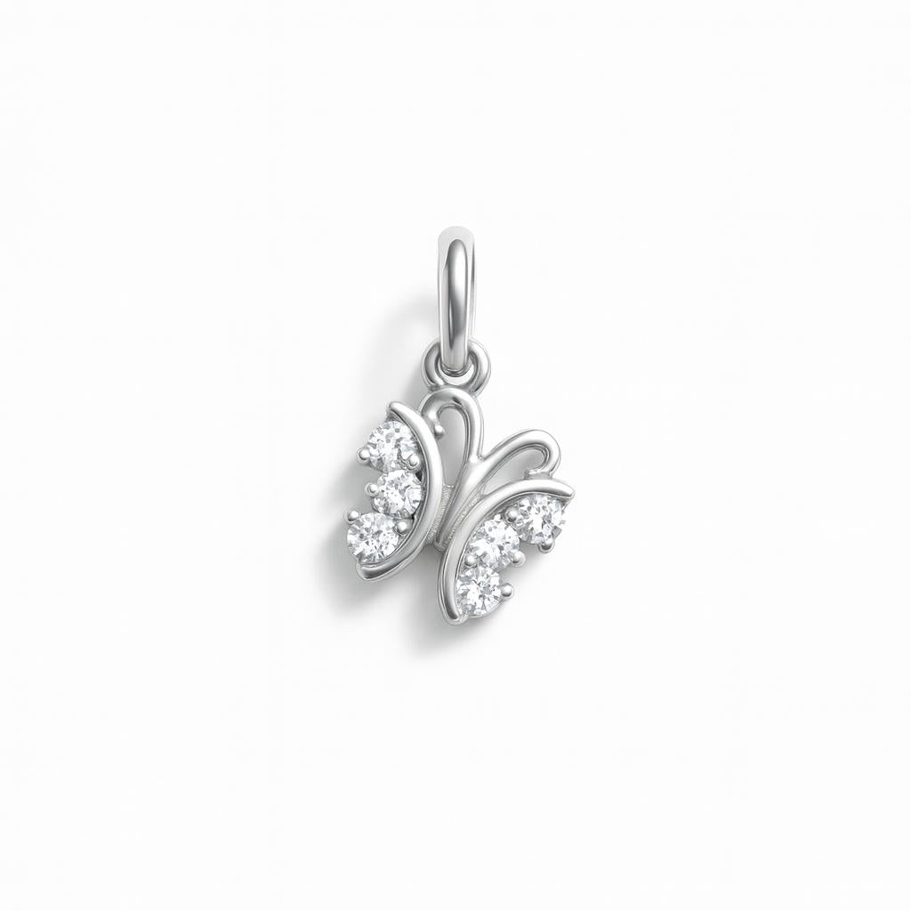 Charm Farfalla in Oro Bianco e Zirconi