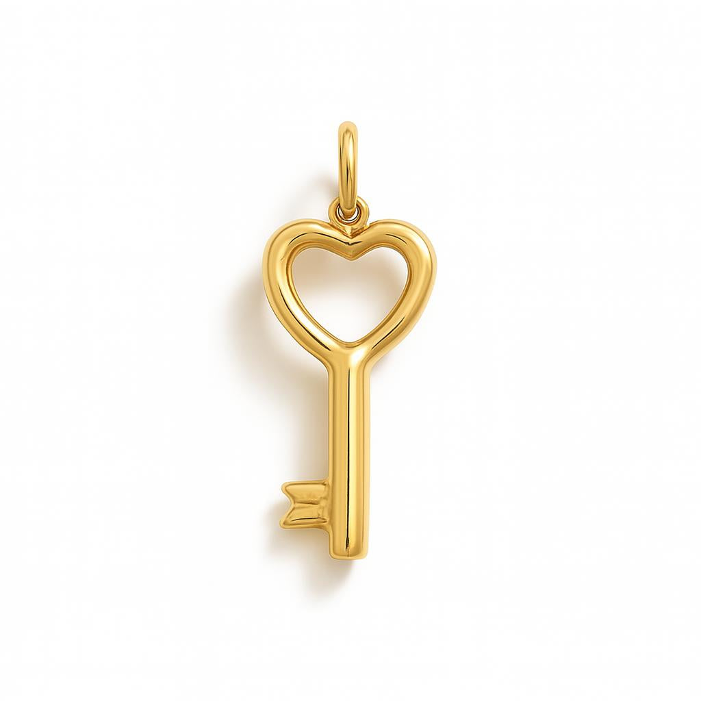 Charm Chiave Cuore in Oro Giallo