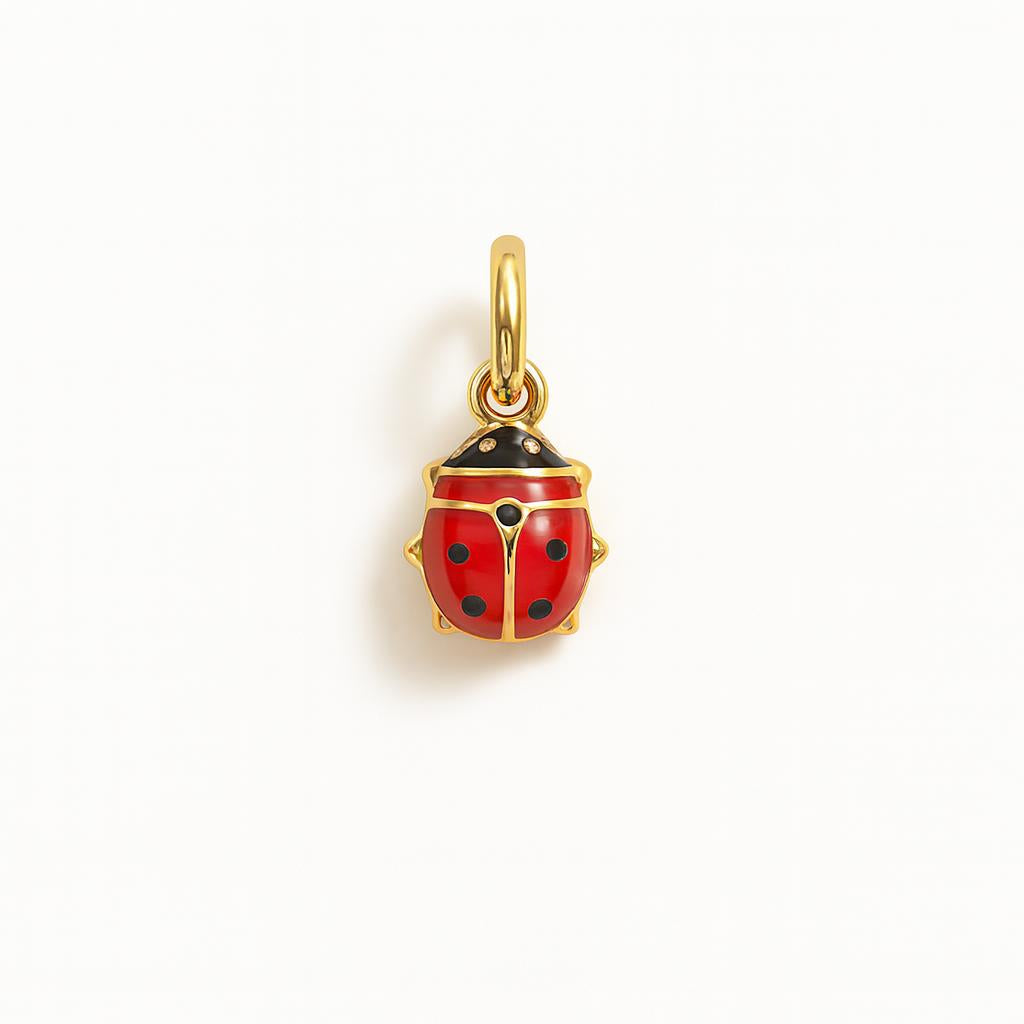 Charm Coccinella in Oro Giallo e Smalto Rosso