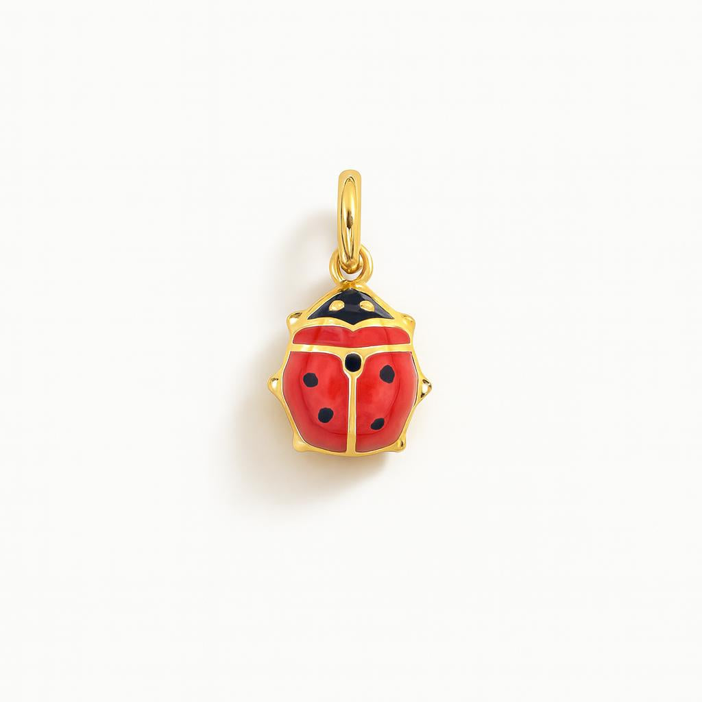 Charm Coccinella in Oro Giallo e Smalto Rosso