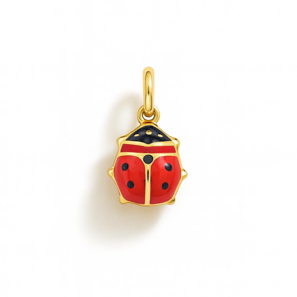 Yellow Gold and Red Enamel Ladybug Charm