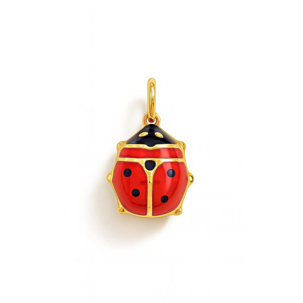 Charm Coccinella in Oro Giallo e Smalto Rosso