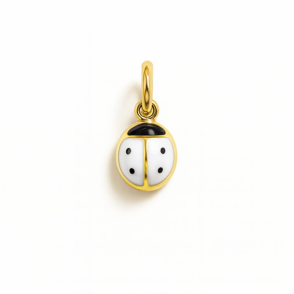 Charm Coccinella in Oro Giallo e Smalto Bianco