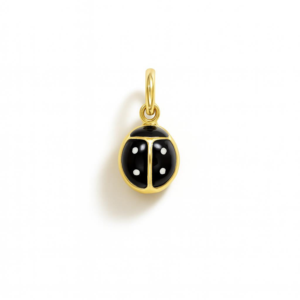 Charm Coccinella in Oro Giallo e Smalto Nero