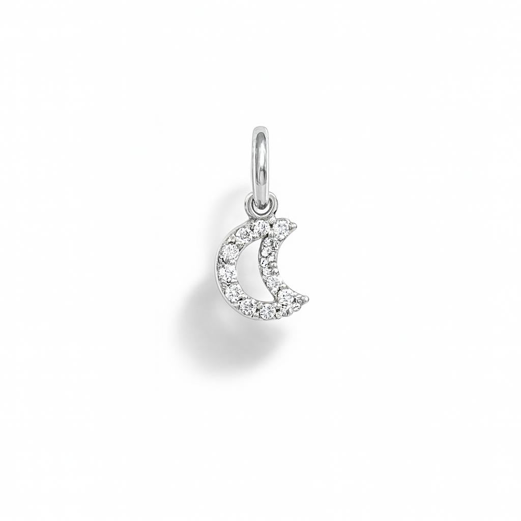 Charm Luna in Oro Bianco e Zirconi