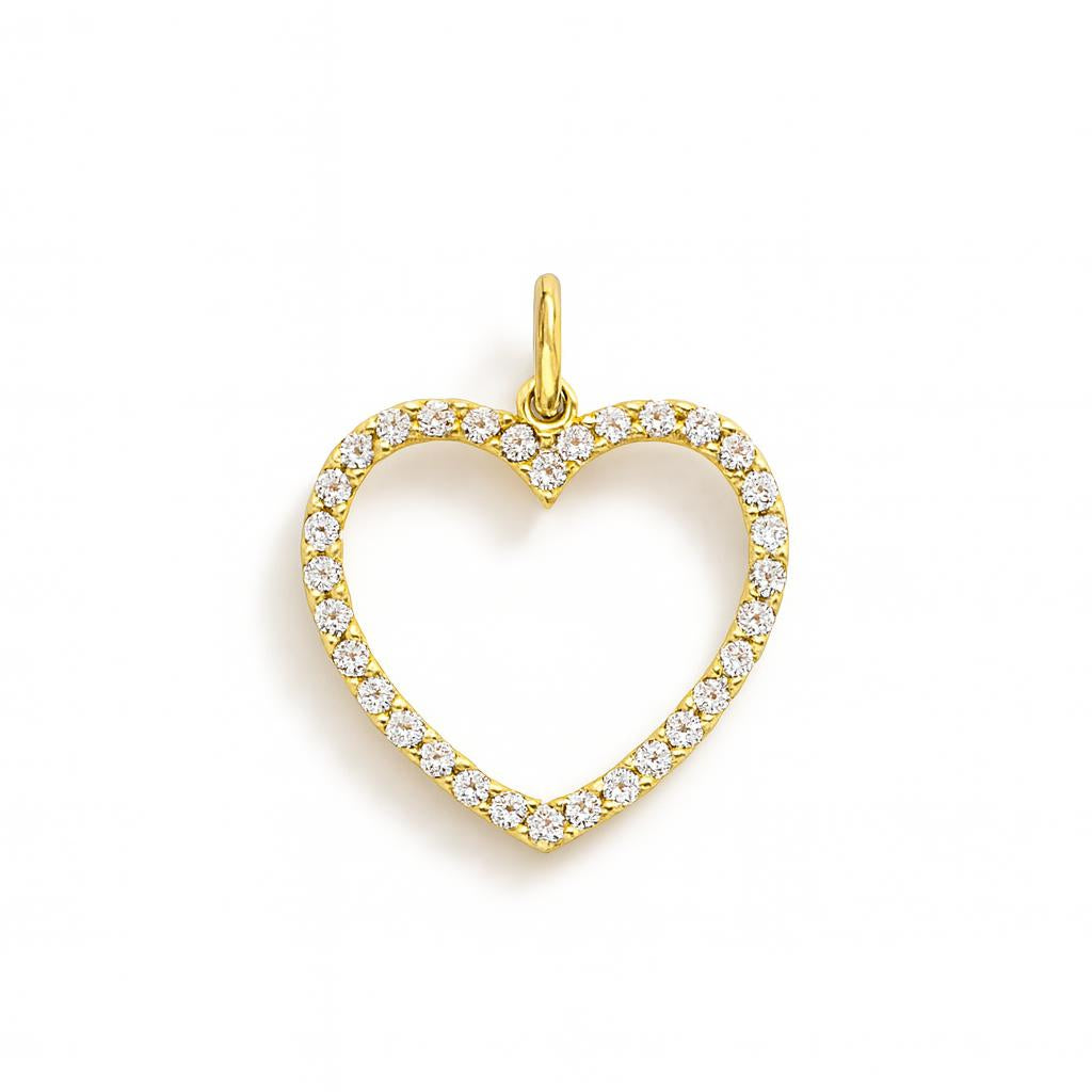 Charm Cuore in Oro Giallo e Zirconi