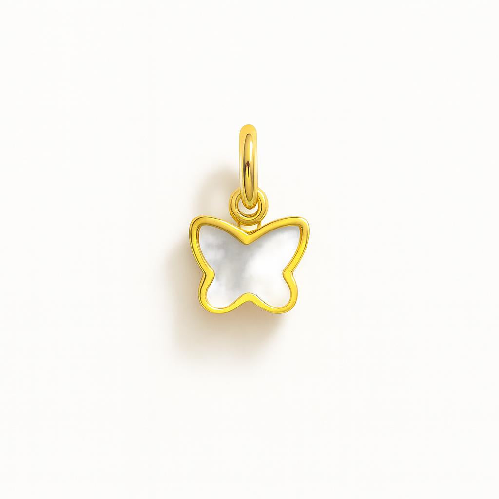Charm Farfalla in Oro Giallo e Madreperla